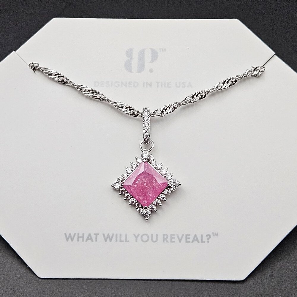 Bomb Party NK88377 "Once Worn By Fire" Pink Ice Crystal Necklace